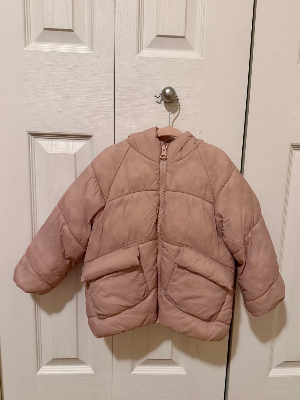 Zara Dusty Pink Quilted Kids Puffer Jacket with Hood